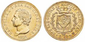 Carlo Felice (1821-1831)
40 Lire 1825 - Zecca: Torino - Diritto: effigie del Re a sinistra - Rovescio: stemma completo di Casa Savoia coronato e circ...