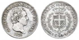 Carlo Felice (1821-1831)
50 Centesimi 1826 - Zecca: Torino - Diritto: effigie del Re a destra - Rovescio: stemma di Casa Savoia coronato e circondato...