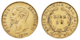Vittorio Emanuele II (1849-1861)
Emissioni delle Regie Province dell'Emilia - 10 Lire 1860 - Zecca: Bologna - Diritto: effigie del Re a sinistra - Ro...