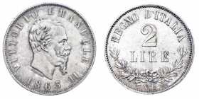 Vittorio Emanuele II (1861-1878)
2 Lire Valore 1863 PCGS MS 65 - Zecca: Napoli - Diritto: effigie del Re a destra - Rovescio: valore su due righe ori...