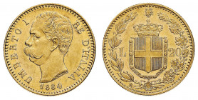 Umberto I (1878-1900)
20 Lire 1884 NGC MS 61 - Zecca: Roma - Diritto: effigie del Re a sinistra - Rovescio: stemma di Casa Savoia coronato e circonda...