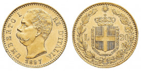 Umberto I (1878-1900)
20 Lire 1897 NGC MS 63 - Zecca: Roma - Diritto: effigie del Re a sinistra - Rovescio: stemma di Casa Savoia coronato e circonda...