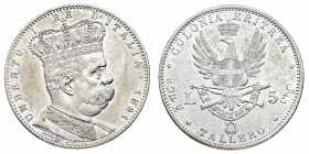 Umberto I (1878-1900)
Colonie - Eritrea - Tallero da 5 Lire 1891 - Zecca: Roma - Diritto: effigie coronata del Re a destra - Rovescio: aquila coronat...