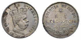 Umberto I (1878-1900)
Colonie - Eritrea - 1 Lira 1890 - Zecca: Roma - Diritto: effigie coronata del Re a destra - Rovescio: valore e legenda trilingu...