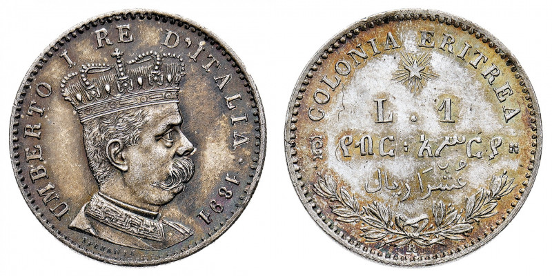 Umberto I (1878-1900)
Colonie - Eritrea - 1 Lira 1891 - Zecca: Roma - Diritto: ...