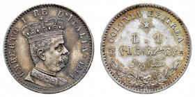 Umberto I (1878-1900)
Colonie - Eritrea - 1 Lira 1891 - Zecca: Roma - Diritto: effigie coronata del Re a destra - Rovescio: valore e legenda trilingu...