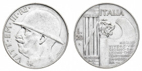 Vittorio Emanuele III (1900-1946)
20 Lire Elmetto 1928 - Zecca: Roma - Diritto: effigie del Re a sinistra in uniforme e con elmetto di ordinanza - Ro...
