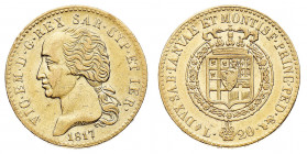 Vittorio Emanuele I (1802-1821)
20 Lire 1817 - Zecca: Torino - Diritto: effigie del Re a sinistra - Rovescio: stemma completo di Casa Savoia coronato...