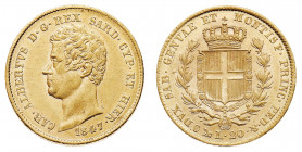 Carlo Alberto (1831-1849)
20 Lire 1847 - Zecca: Genova - Diritto: effigie del Re a sinistra - Rovescio: stemma di Casa Savoia coronato e circondato d...