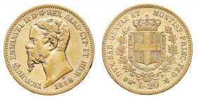 Vittorio Emanuele II (1849-1861)
20 Lire 1858 - Zecca: Torino - Diritto: effigie del Re a sinistra - Rovescio: stemma di Casa Savoia coronato e circo...