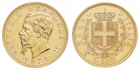 Vittorio Emanuele II (1861-1878)
100 Lire 1878 - Zecca: Roma - Diritto: effigie del Re a sinistra - Rovescio: stemma di Casa Savoia coronato e circon...