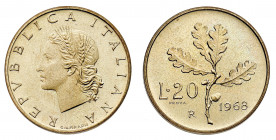 20 Lire Ramo di Quercia 1968 Prova - Zecca: Roma - gr. 3,60 - Rara - 999 esemplari coniati - q.FDC (Gig. n. P12) (Mont. n. 11)