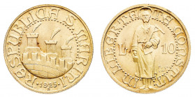 Vecchia monetazione (1864-1938) - 10 Lire 1925 - Zecca: Roma - Diritto: tre torri piumate - Rovescio: San Marino stante di fronte - gr. 3,22 - Rara - ...