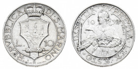 Vecchia monetazione (1864-1938) - 10 Lire 1932 Prova - Zecca: Roma - Diritto: stemma coronato poggiante su fascio littorio - Rovescio: busto di Sant'A...