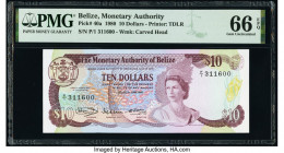 Belize Monetary Authority 10 Dollars 1.6.1980 Pick 40a PMG Gem Uncirculated 66 EPQ. 

HID09801242017

© 2020 Heritage Auctions | All Rights Reserved