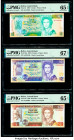 Belize Central Bank 1; 2; 20 Dollar 1.5.1990 Pick 51; 52a; 55 Three Examples PMG Gem Uncirculated 65 EPQ (2); Superb Gem Unc 67 EPQ. 

HID09801242017
...