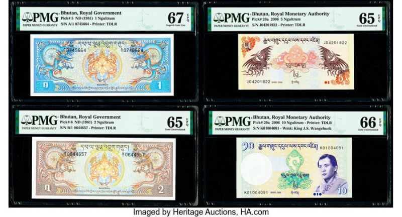 Bhutan & india Group Lot of 12 Graded Examples PMG Superb Gem Unc 67 EPQ (2); Ge...