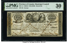 Canada Municipal Council, Brockville United Counties of Leeds and Greenville 25 Pounds ($100) 1850-52 MU-1-i PMG Very Fine 30. Pen cancelled; previous...