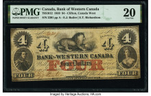Canada Clifton, CW- Bank of Western Canada $4 20.9.1859 Pick S2040 Ch.# 795-10-12 PMG Very Fine 20. Split and previously mounted.

HID09801242017

© 2...