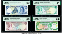 Cayman Islands Currency Board 1 Dollar 1971 (ND 1972) Pick 1a PMG Gem Uncirculated 66 EPQ; Bahamas Monetary Authority 1/2; 1 Dollar 1968 Pick 26a; 27a...