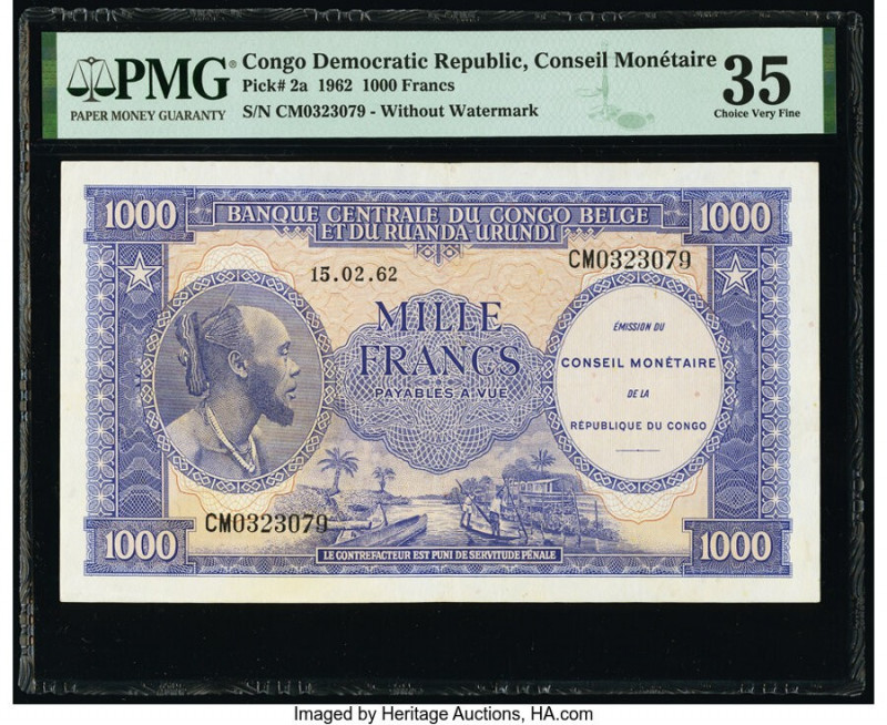 Congo Democratic Republic Conseil Monetaire de la Republique du Congo 1000 Franc...