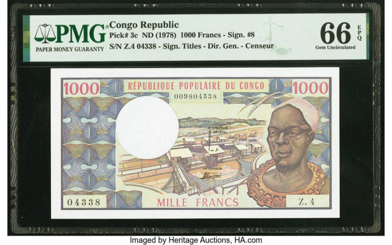 Congo Republic Banque des Etats de l'Afrique Centrale 1000 Francs ND (1978) Pick...