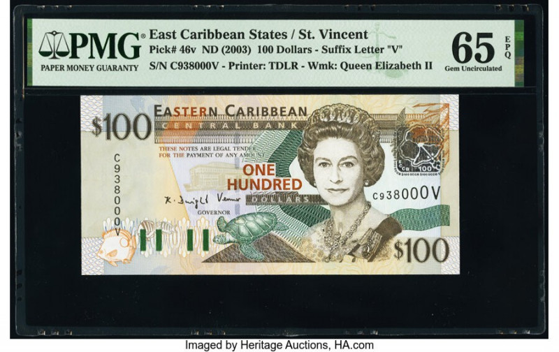 East Caribbean States Central Bank, St. Vincent 100 Dollars ND (2003) Pick 46v P...
