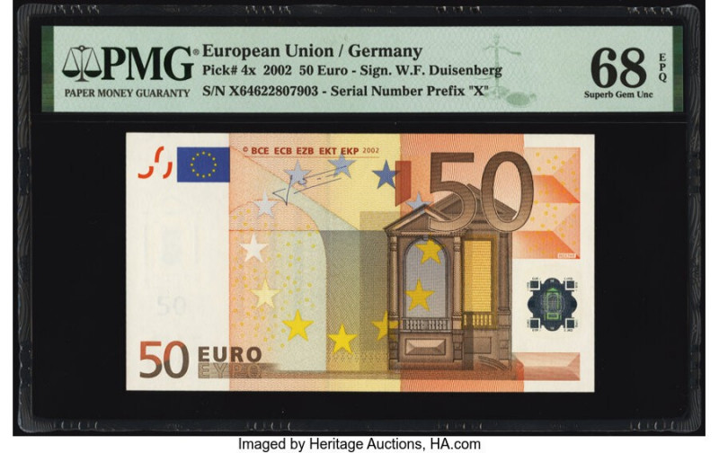 European Union Central Bank, Germany 50 Euro 2002 Pick 4x PMG Superb Gem Unc 68 ...