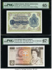 Falkland Islands Government of the Falkland Islands 1 Pound 1974 Pick 8b PMG Gem Uncirculated 65 EPQ; Great Britain Bank of England 10 Pounds ND (1980...