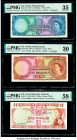 Fiji Government of Fiji 5; 10 Shillings; 1 Dollar 1.9.1964 (2); ND (1974) Pick 51d; 52d; 71a Three Examples PMG Choice Very Fine 35; Very Fine 30; Cho...