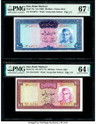 Iran Bank Markazi 200; 100 Rials ND (1969-1973) Pick 87a; 91c Two Examples PMG Superb Gem Unc 67 EPQ; Choice Uncirculated 64 EPQ. 

HID09801242017

© ...