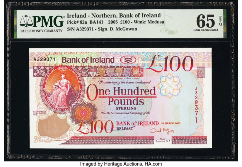 Ireland - Northern Bank of Ireland 100 Pounds 2005 Pick 82a PMG Gem Uncirculated...