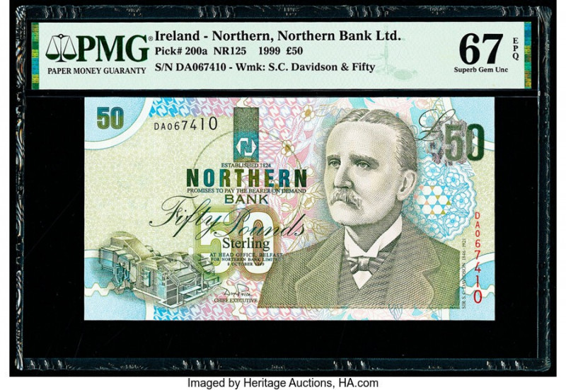 Ireland - Northern Northern Bank Limited 50 Pounds 1999 Pick 200a PMG Superb Gem...