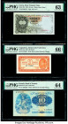 Latvia Latvian Government State Treasury Note 10 Latu 1939 Pick 29d PMG Choice Uncirculated 63; Yugoslavia Democratic Federation 20 Dinara 1944 Pick 5...