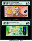 New Zealand Reserve Bank of New Zealand 100; 20 Dollars 2004-2008; 2015-16 Pick 189b; 193a Two Examples PMG Superb Gem Unc 67 EPQ (2). 

HID0980124201...