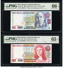 Peru Banco Central de Reserva 200; 100 Nuevos Soles 1995; 2006 Pick 162a; 181 Two examples PMG Gem Uncirculated 65 EPQ; Gem Uncirculated 66 EPQ. 

HID...