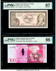 Tonga Government of Tonga; Reserve Bank 1/2; 100 Pa'anga 3.4.1967; ND (2008) Pick 13a; 43 Two Examples PMG Superb Gem Unc 67 EPQ; Gem Uncirculated 66 ...
