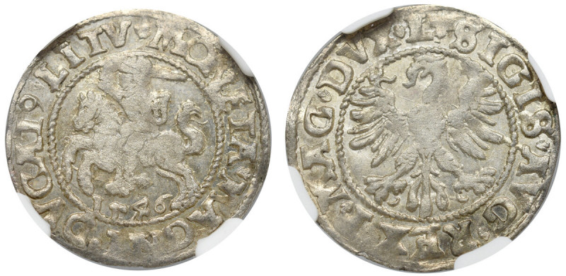 Sigismund II Augustus, Halfgroat 1546, Vilnius - NGC MS63 Moneta doceniona drugą...
