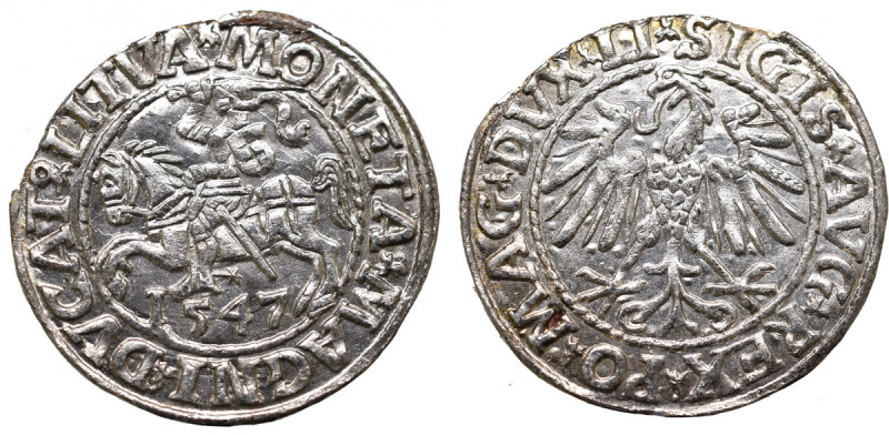 Sigismund II Augustus, Halfgroat 1547, Vilnius Piękny połyskowy egzemplarz. Wysz...