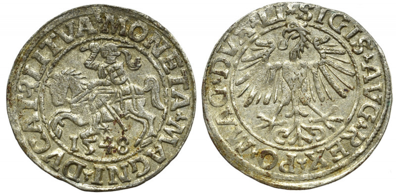 Sigismund II Augustus, Halfgroat 1548, Vilnius Świetnie zachowany egzemplarz w n...