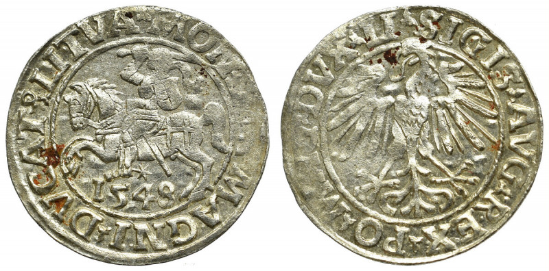 Sigismund II Augustus, Halfgroat 1548, Vilnius Ładnie zachowany, miejscowo niedo...
