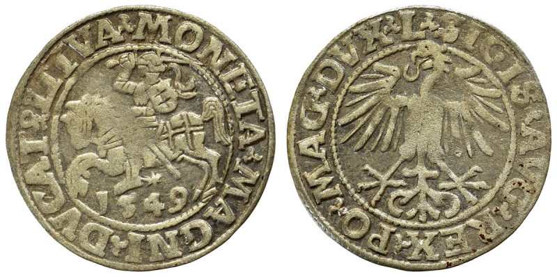 Sigismund II Augustus, Halfgroat 1549, Vilnius Obiegowy, nieco niedobity egzempl...