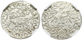 Sigismund II Augustus, Halfgroat 1550, Vilnius - LI/LITVA NGC MS66 MAX