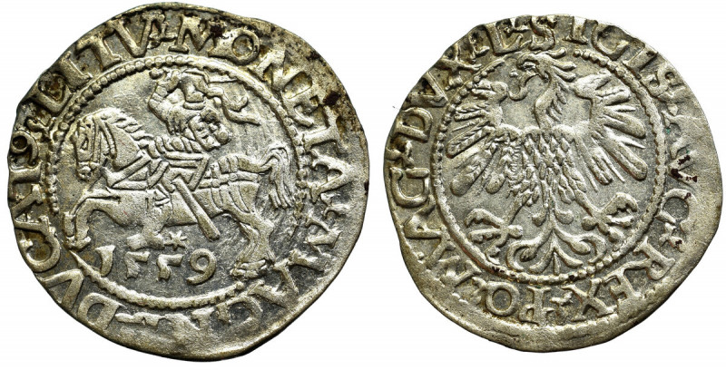 Sigismund II Augustus, Halfgroat 1559, Vilnius Ładnie zachowany egzemplarz z poł...