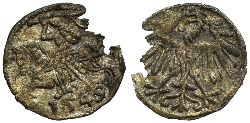 Sigismund II Augustus, 1-denar 1557, Vilnius - NGC MS63 Obiegowy egzemplarz z ub...