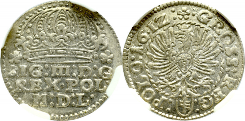 Zygmunt III Waza, Grosz 1612, Kraków - 1•6•12 - NGC AU58 Bardzo ładny egzemplarz...