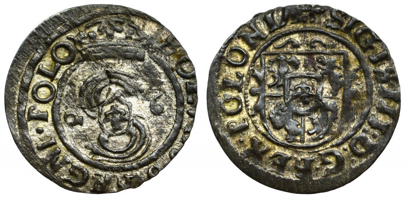 Sigismund III, Solidus 1626, Bromberg Bardzo ładny egzemplarz późnego szeląga Zy...