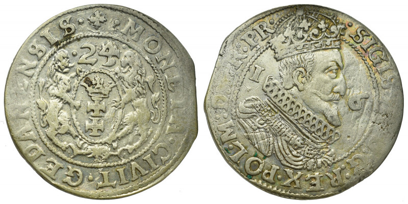 Sigismund III, 18 groschen 1624, Danzig - date overstriked Reference: Szatalin-G...