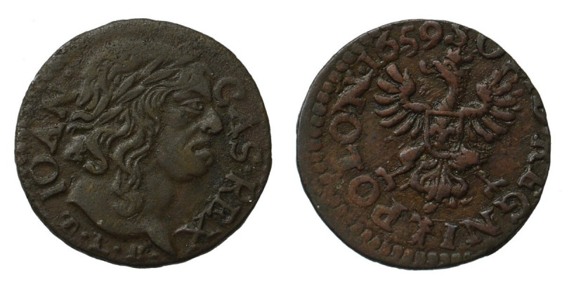 Jan II Kazimierz, Szeląg koronny 1659 - rzadki rocznik 
Grade: VF/VF+ 

Jan I...