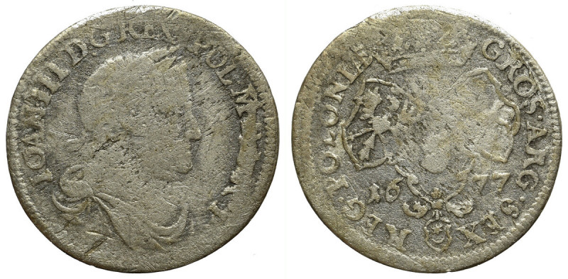 John III Sobieski, 6 groschen 1677, Bromberg Czytelny egzemplarz rzadszego w han...